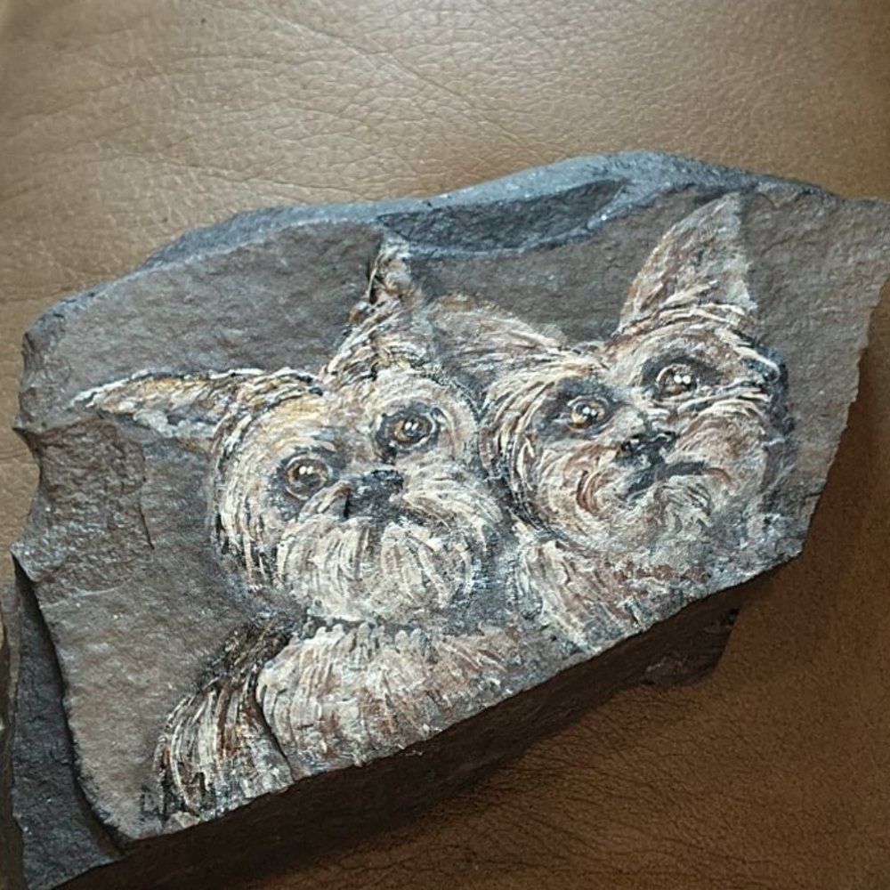 🇨🇦 Hand Painted Yorkie Garden Rock